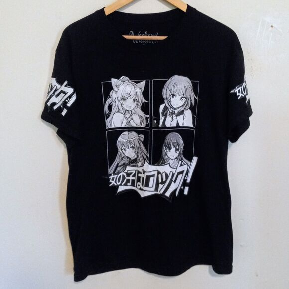 Weekend Warrior Anime Graphic Shirt-Large-Short Sleeve-Black & White-Crewneck - Picture 1 of 7